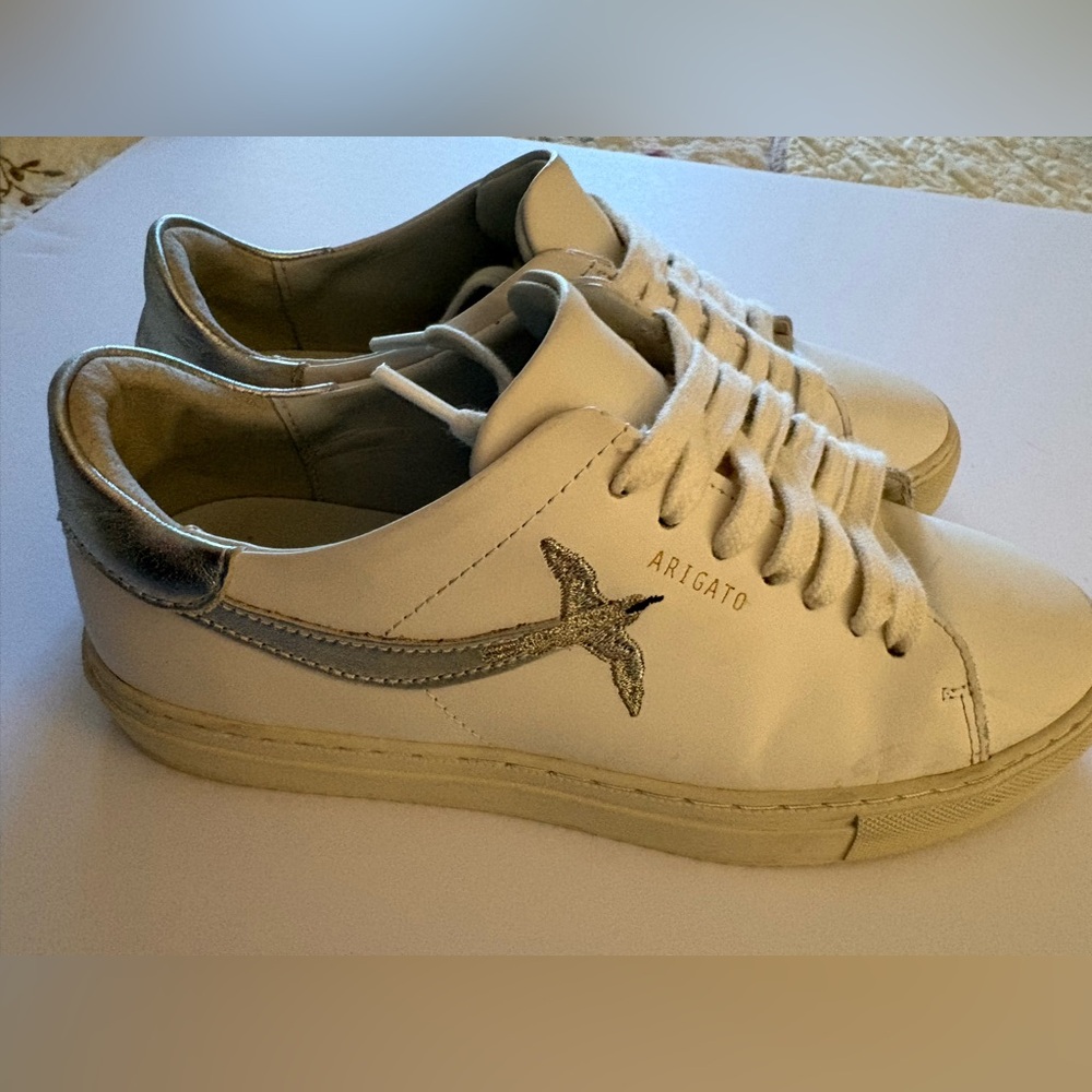 Axel Arigato Clean 90 Bee Bird White Silver Leather Sneakers Womens 6.5 EU 37 - Picture 7 of 7